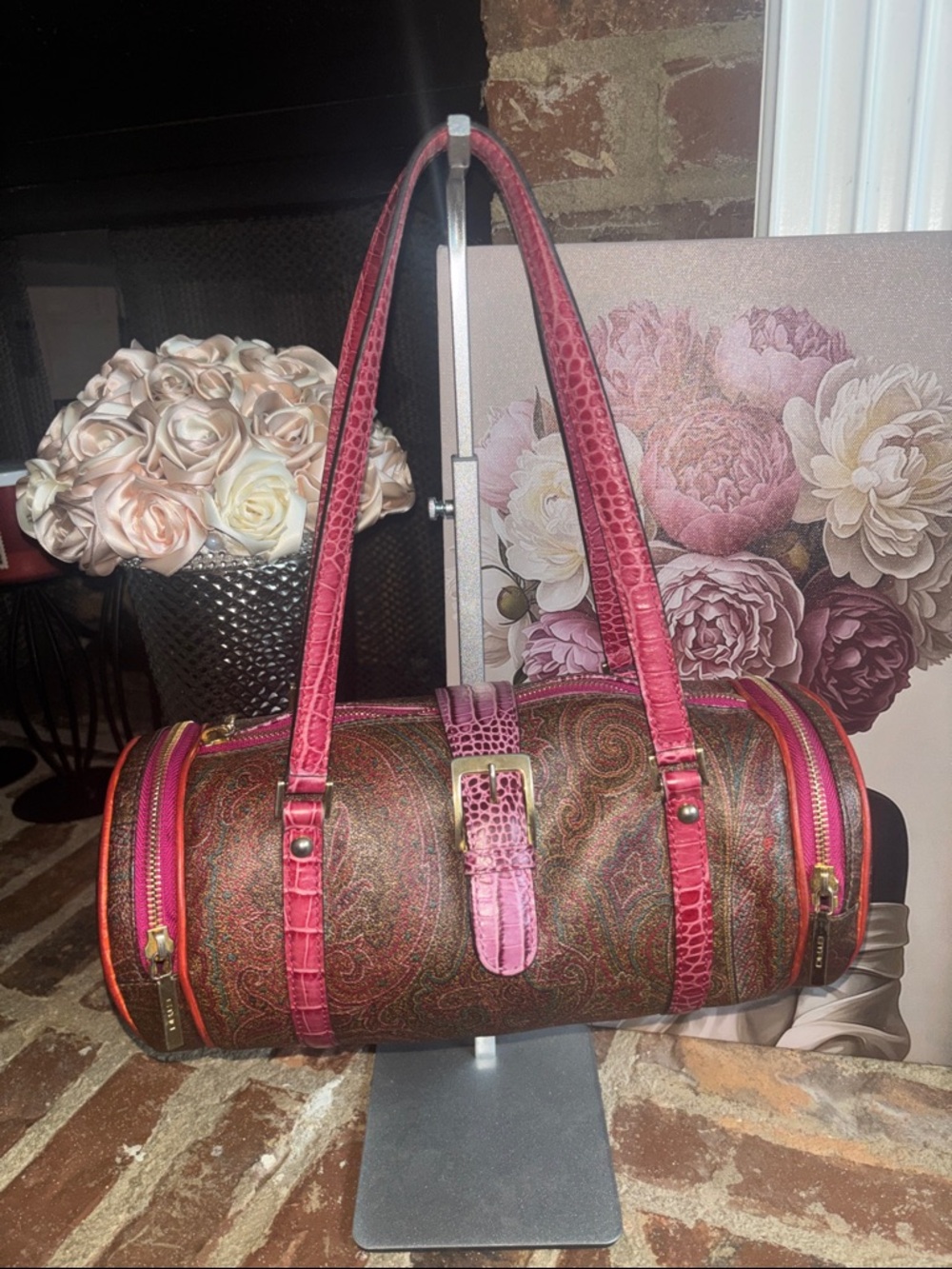ETRO vintage-style "Papillon" or mini barrel bag
